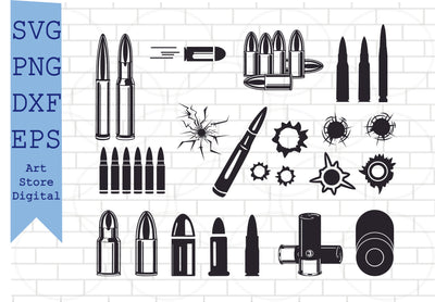 Bullet Svg Bundle, Army SVG, Weapon Svg, Love Gun Svg Png, Dxf, Eps Cut Files SVG Artstoredigital 