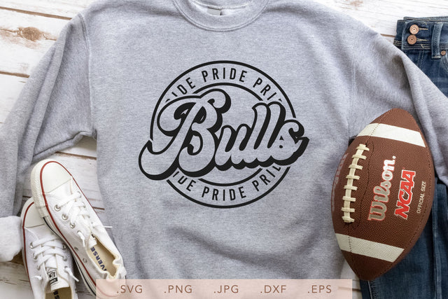 Bulls Pride Round Vintage SVG DXF JPG PNG EPS | School Team Spirit | Team Shirt Sublimation SVG Nanda Bayu 