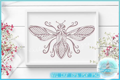 Bumble Bee Mandala Zentangle SVG SVG Harbor Grace Designs 