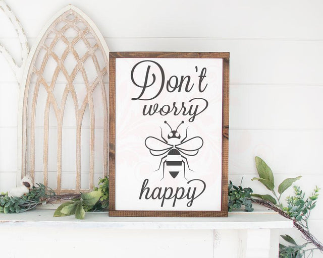 Bumble Bee svg, Farmhouse Design SVG cut file, Wedding gift cricut cut file, Happiness, Dont Worry Be Happy, Bumble BEE SVG, Kitchen Farmhouse, DXF PNG SVG, Rustic Sign Decor, Wood Tray Art SVG, Farmhouse sign SVG, Home decor, Digital Art SVG Farmstone Studio Designs 