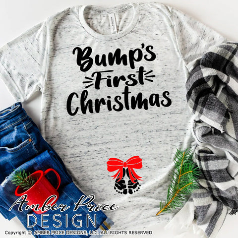 Bump's first Christmas SVG | Christmas Pregnancy Reveal SVG PNG DXF | Winter Maternity SVG for Christmas SVG Amber Price Design 