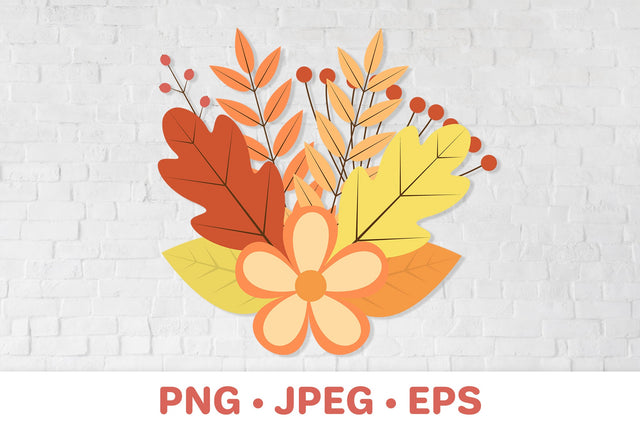 Bunch of colorful autumn leaves and flowers Sublimation design Sublimation LaBelezoka 