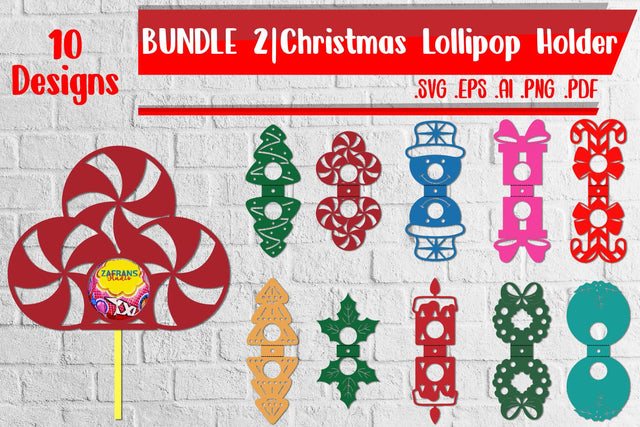 Bundle 2 | Christmas Lollipop Holder - svg eps ai png pdf SVG zafrans studio 
