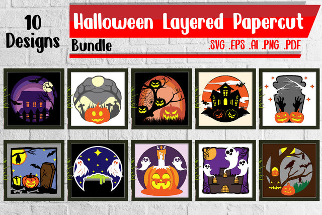 Bundle 2 | Halloween Layered Papercut - svg eps ai png pdf 3D Paper zafrans studio 
