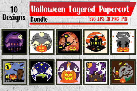 Bundle 2 | Halloween Layered Papercut - svg eps ai png pdf 3D Paper zafrans studio 