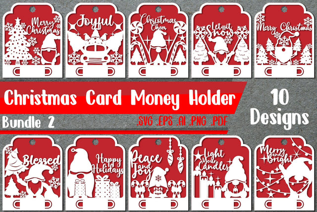BUNDLE 2|Christmas Card Money Holder Bundle - svg eps ai png pdf SVG zafrans studio 