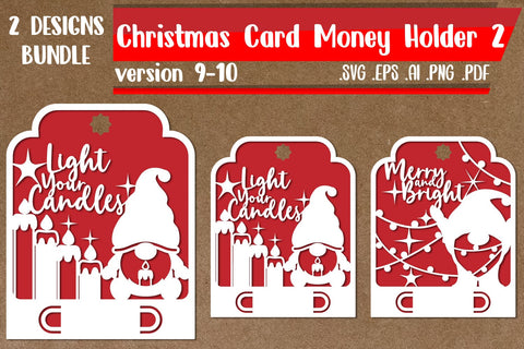 BUNDLE 2|Christmas Card Money Holder Bundle - svg eps ai png pdf SVG zafrans studio 