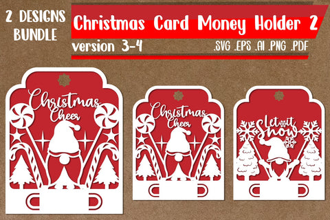 BUNDLE 2|Christmas Card Money Holder Bundle - svg eps ai png pdf SVG zafrans studio 