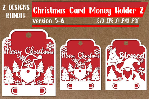BUNDLE 2|Christmas Card Money Holder Bundle - svg eps ai png pdf SVG zafrans studio 