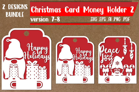BUNDLE 2|Christmas Card Money Holder Bundle - svg eps ai png pdf SVG zafrans studio 
