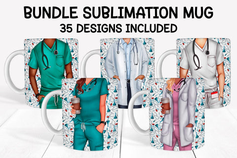 Bundle 35 nurse and doctor sublimation mug designs Sublimation Marilakits 