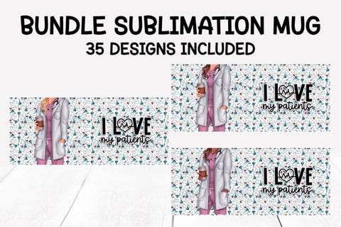 Bundle 35 nurse and doctor sublimation mug designs Sublimation Marilakits 