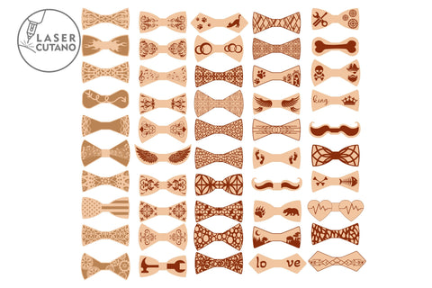Bundle 50 BOW TIES Patterns Multilayer Laser Cut Files, 3D Designs, Mini Design Bundles SVG LaserCutano 
