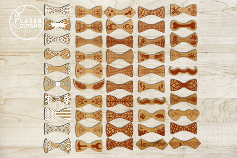Bundle 50 BOW TIES Patterns Multilayer Laser Cut Files, 3D Designs, Mini Design Bundles SVG LaserCutano 