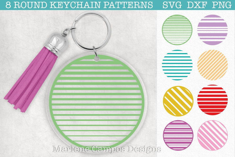 Bundle 96 Files Round Keychain Patterns - So Fontsy