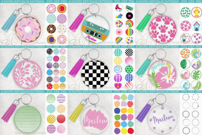 Bundle 96 Files Round Keychain Patterns SVG Marlene Campos 