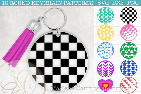 Bundle 96 Files Round Keychain Patterns SVG Marlene Campos 