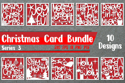 BUNDLE | Christmas Card 3 - svg eps ai png pdf SVG zafrans studio 