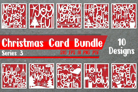 BUNDLE | Christmas Card 3 - svg eps ai png pdf SVG zafrans studio 