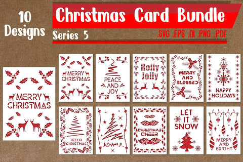 BUNDLE | Christmas Card 5 - svg eps ai png pdf SVG zafrans studio 