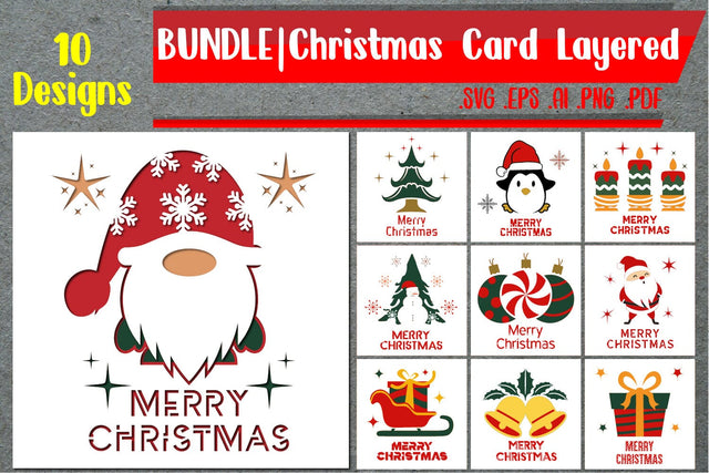 BUNDLE | Christmas Card Layered - 10 Designs 3D Paper zafrans studio 