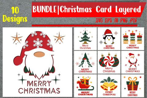 BUNDLE | Christmas Card Layered - 10 Designs 3D Paper zafrans studio 