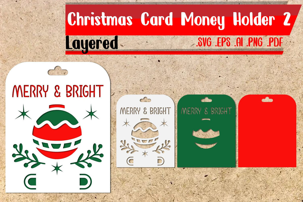 BUNDLE | Christmas Card Money Holder Layered Svg - So Fontsy