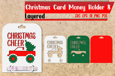 BUNDLE | Christmas Card Money Holder Layered Svg SVG zafrans studio 