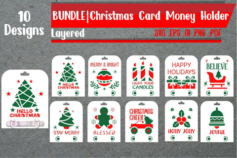 BUNDLE | Christmas Card Money Holder Layered Svg SVG zafrans studio 