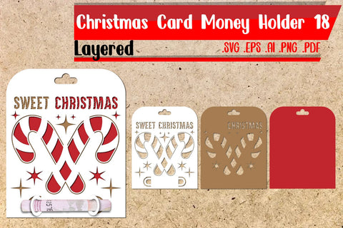 BUNDLE | Christmas Card Money Holder Layered SVG zafrans studio 
