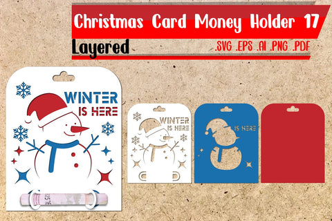 BUNDLE | Christmas Card Money Holder Layered SVG zafrans studio 