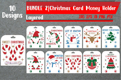 BUNDLE | Christmas Card Money Holder Layered SVG zafrans studio 