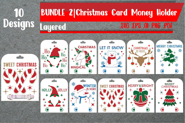 BUNDLE | Christmas Card Money Holder Layered SVG zafrans studio 