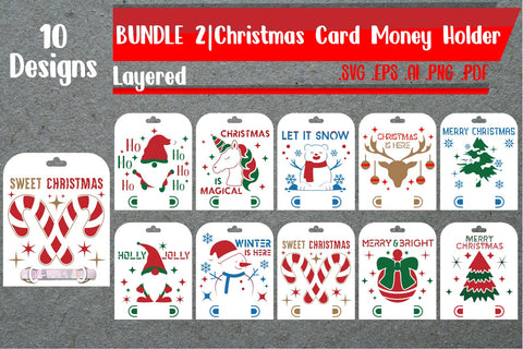 BUNDLE | Christmas Card Money Holder Layered SVG zafrans studio 