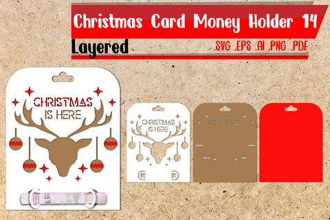 BUNDLE | Christmas Card Money Holder Layered SVG zafrans studio 