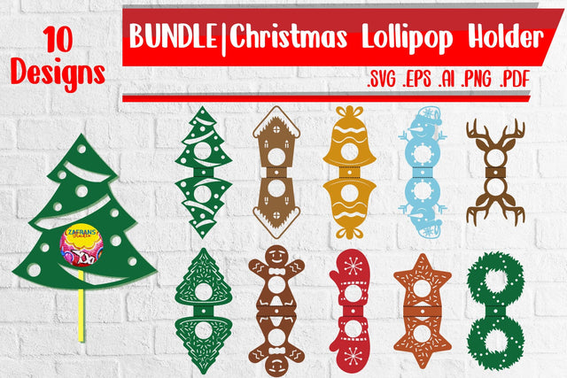 Bundle | Christmas Lollipop Holder - svg eps ai png pdf SVG zafrans studio 