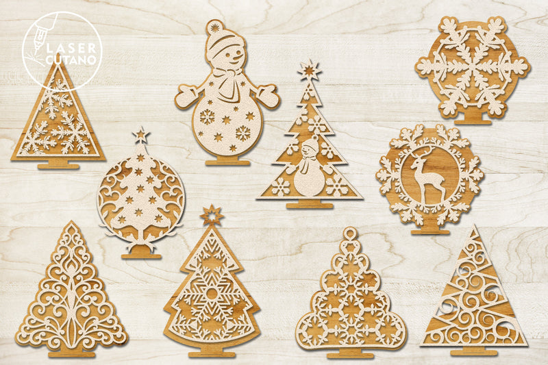 Bundle Christmas Trees Multilayer Laser Cut Files, Mandala, Round Sign ...