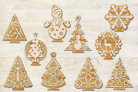 Bundle Christmas Trees Multilayer Laser Cut Files, Mandala, Round Sign ...