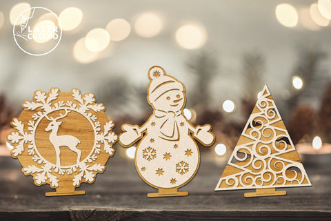 Bundle Christmas Trees Multilayer Laser Cut Files, Mandala, Round Sign SVG, 3D Designs, Mini Design Bundles SVG LaserCutano 