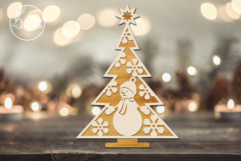 Bundle Christmas Trees Multilayer Laser Cut Files, Mandala, Round Sign SVG, 3D Designs, Mini Design Bundles SVG LaserCutano 