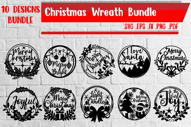 Bundle | Christmas Wreath Laser Cut SVG zafrans studio 