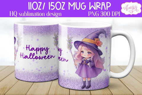 BUNDLE Cute Halloween witch mug wraps PNG Sublimation Sublimation Amorclipart 