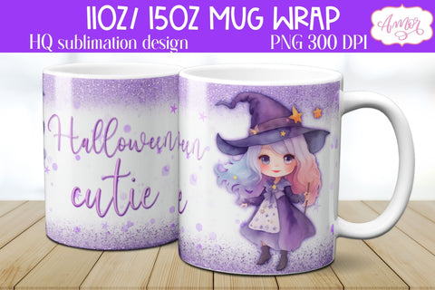 BUNDLE Cute Halloween witch mug wraps PNG Sublimation Sublimation Amorclipart 