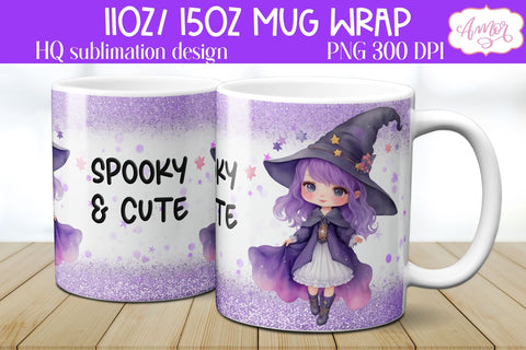 BUNDLE Cute Halloween witch mug wraps PNG Sublimation Sublimation Amorclipart 
