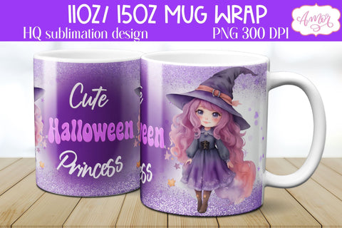 BUNDLE Cute Halloween witch mug wraps PNG Sublimation Sublimation Amorclipart 