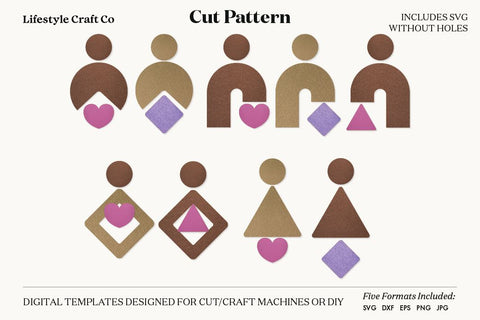 Bundle Earring SVG, Faux Leather Earring Templates, Cricut cut file SVG Lifestyle Craft Co 