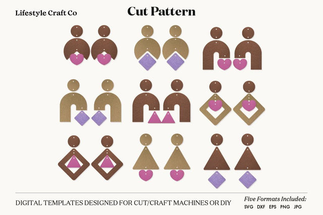 Bundle Earring SVG, Faux Leather Earring Templates, Cricut cut file SVG Lifestyle Craft Co 
