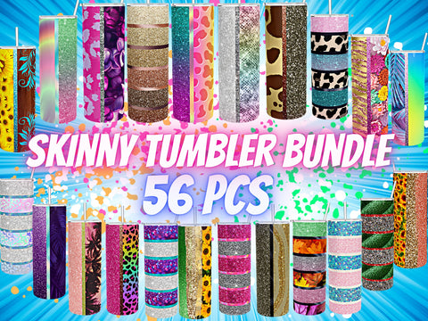 Bundle faux glitter Tumbler Design 20oz skinny tumbler wrap SVG BambinaCreations 