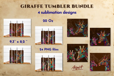 Bundle Giraffe tumbler wrap. Giraffe sublimation tumbler png Sublimation Angelina Semenova 