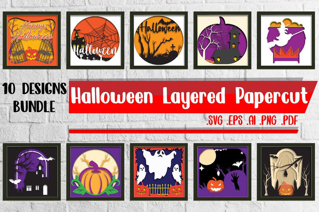 BUNDLE | Halloween Layered Papercut Svg Eps Ai Png Pdf 3D Paper zafrans studio 
